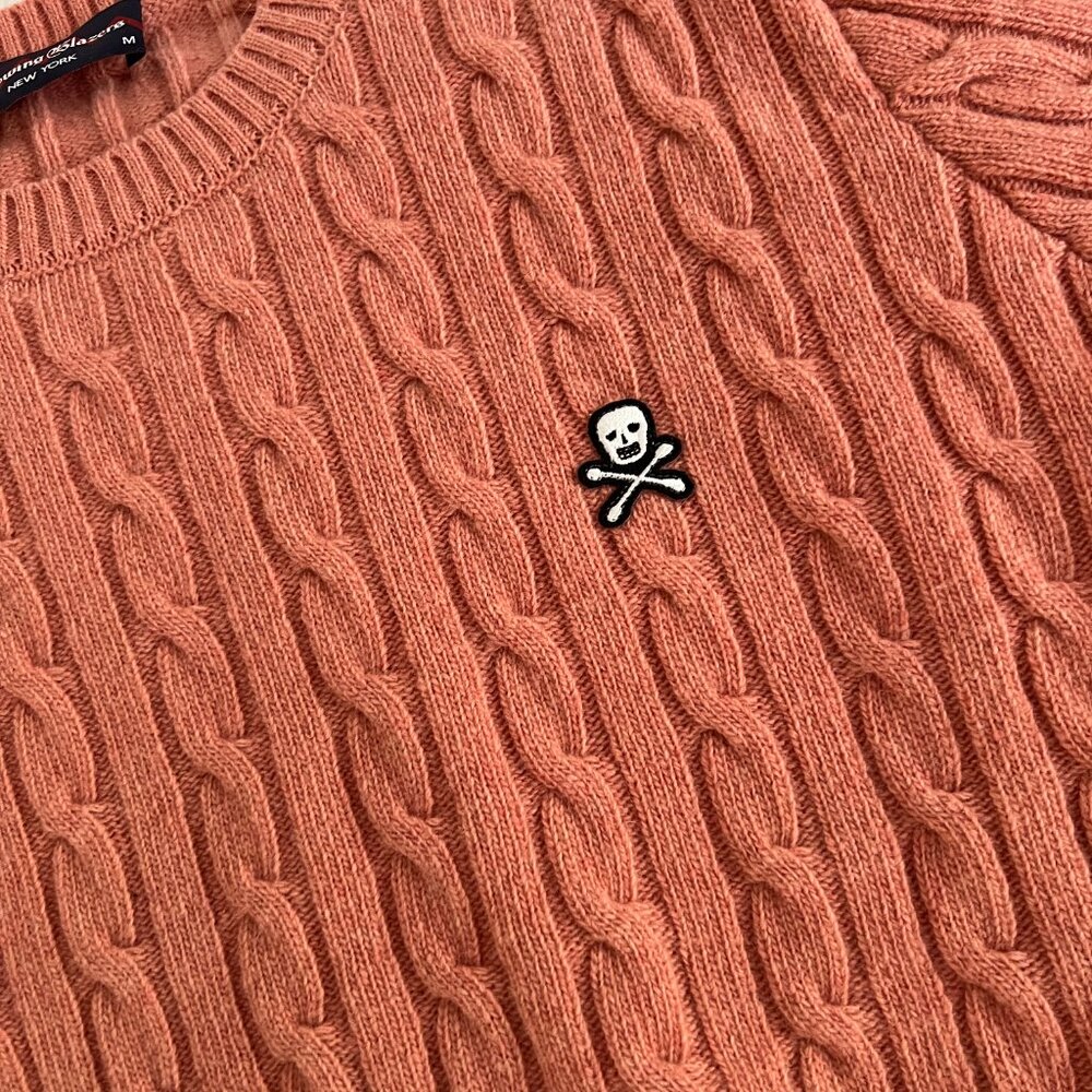 Rowing Blazers Women's Pink Cable Knit Skull Sweater
